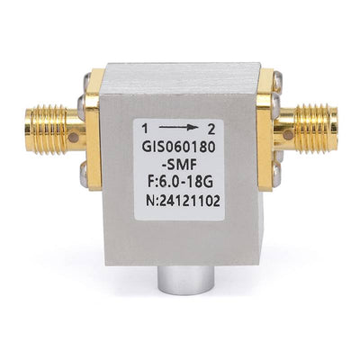 Isolator with 11dB Isolation from 6GHz to 18GHz, 10 Watts and SMA Female