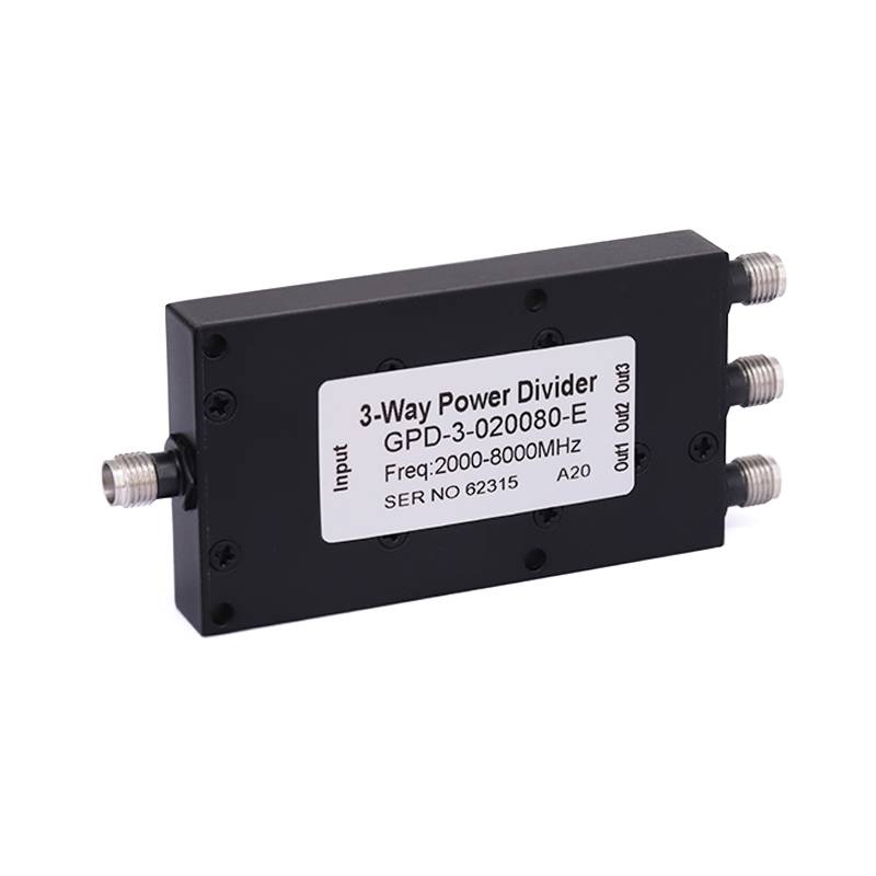 3-Way SMA Power Divider From 2 GHz to 8 GHz Rated at 20 Watts