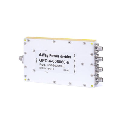 4-Way SMA Power Divider From 0.5 GHz to 6 GHz Rated at 30 Watts
