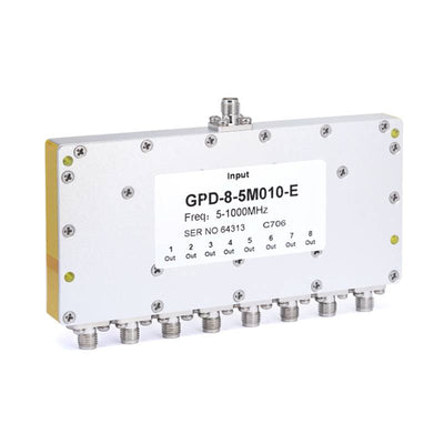 8-Way SMA Power Divider From 5 MHz to 1 GHz Rated at 1 Watts