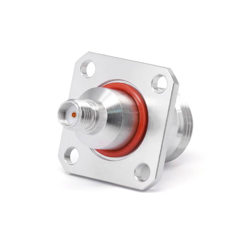 N Female to SMA Female Adapter with 4 Hole Flange, DC - 18GHz
