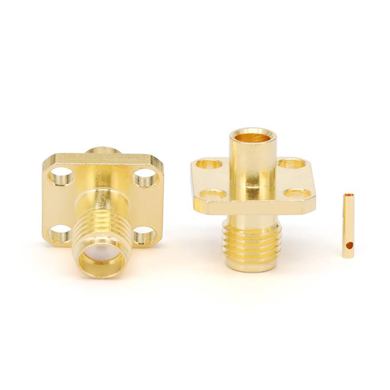 SMA Female Connector for .141' Series Cables with 4 Hole Flange, DC - 18GHz