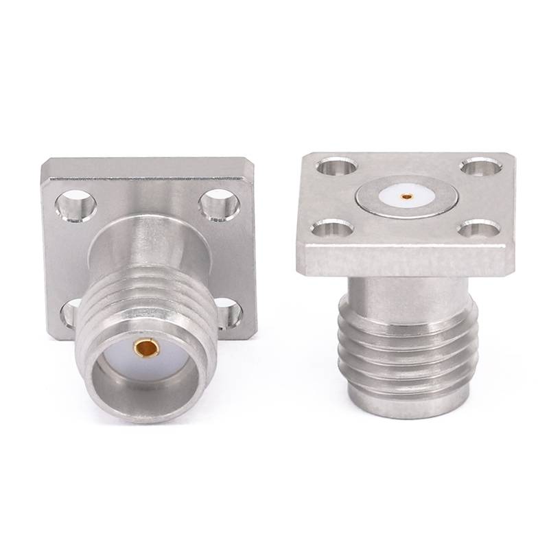 SMA Female Connector Field Replaceable with 4 Hole Flange, Hole Spacing 6.35mm, Acceptable Pin Diameter 0.30mm, DC-26.5GHz