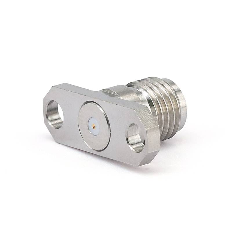 SMA Female Connector Field Replaceable with 2 Hole Flange, Hole Spacing 12.2mm, Acceptable Pin Diameter 0.30mm, DC-26.5GHz