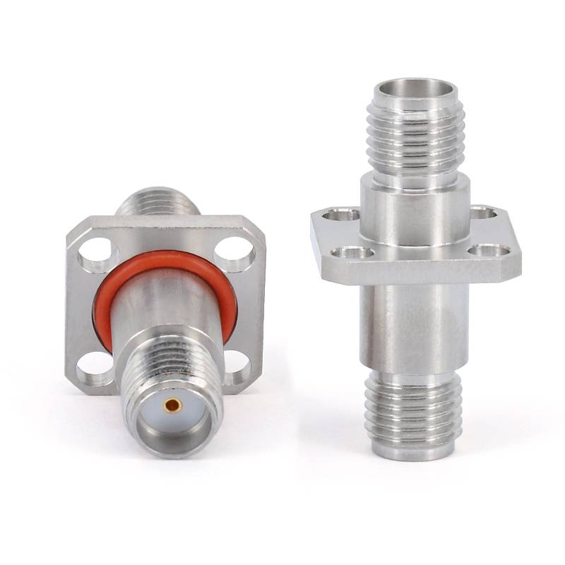 SMA Female to SMA Female Adapter with 4 Hole Flange and O-Ring | DC - 26.5GHz