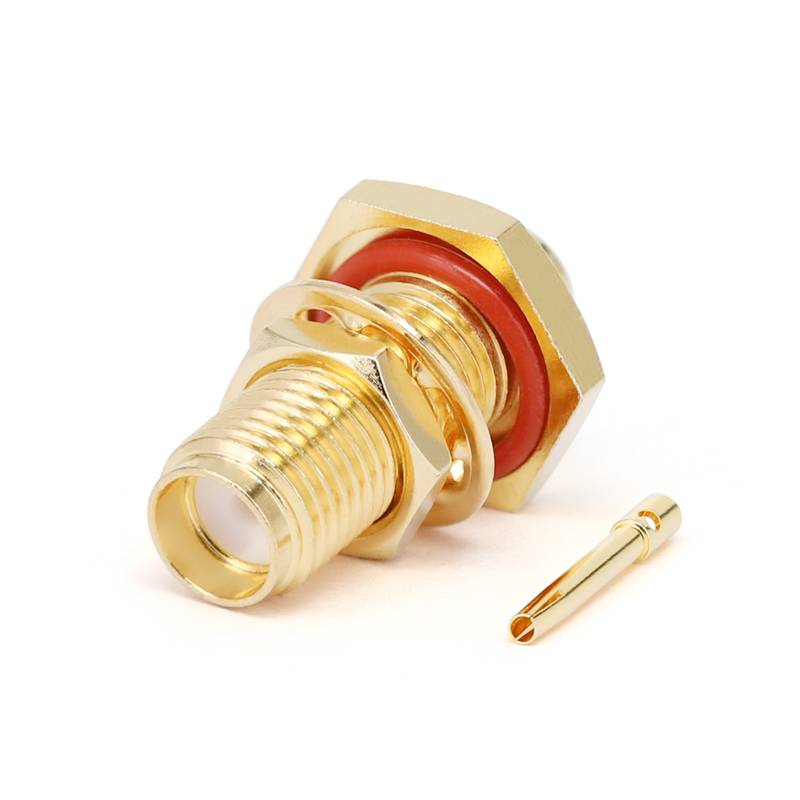 SMA Female Bulkhead Mount Connector for .141' Series Cables, DC - 18GHz