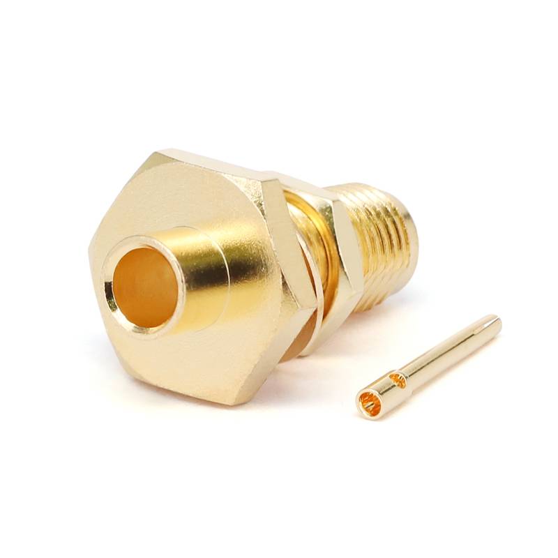 SMA Female Bulkhead Mount Connector for .141' Series Cables, DC - 18GHz