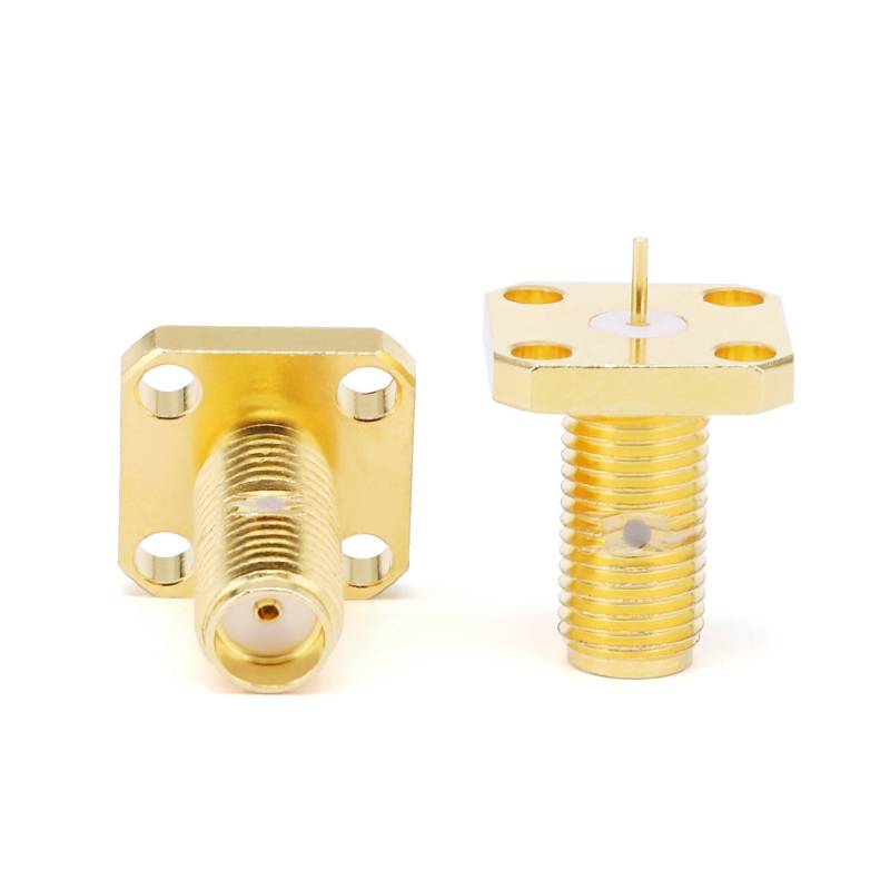 SMA Female Bulkhead Mount Connector for PCB with 4 Hole Flange, DC - 6GHz