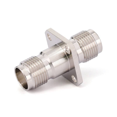 TNC Female–Female RF Adapter | 4-Hole Flange Mount | Brass Body | Nickel Plated | DC– 6 GHz