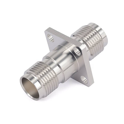TNC Female–Female RF Adapter | 4-Hole Flange Mount | Brass Body | Tri-Alloy Plated | DC–18 GHz