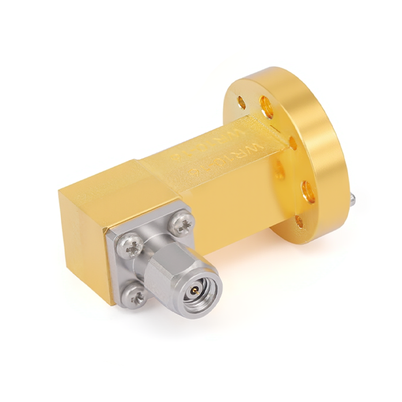 WR-10 to 1.0mm Male Right Angle  Waveguide to Coax Adapter with FUGP900 Flange | 73.8-112GHz
