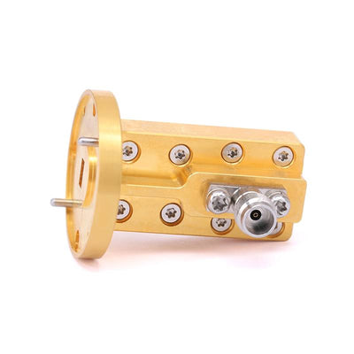 WR-19 to 1.85mm Female Right Angle Waveguide to Coax Adapters with UG-383/U Flange, 39.2 - 59.6GHz