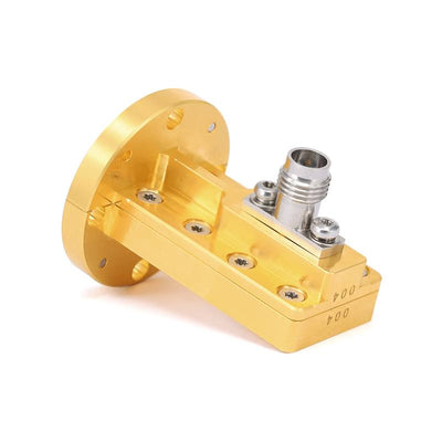 WR-19 to 2.4mm Female Right Angle Waveguide to Coax Adapters with UG-383/U Flange, 39.2 - 52GHz