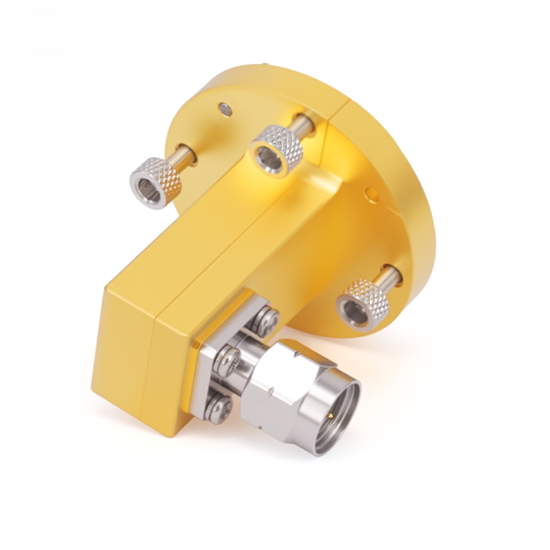 WR-22 to 2.4mm Male Right Angle Waveguide to Coax Adapter with UG-383/U Flange | 33 - 50GHz