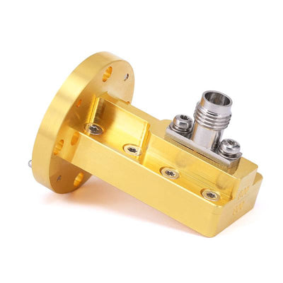 WR-22 to 2.4mm Female Right Angle Waveguide to Coax Adapters with UG-383/U Flange, 33 - 50GHz