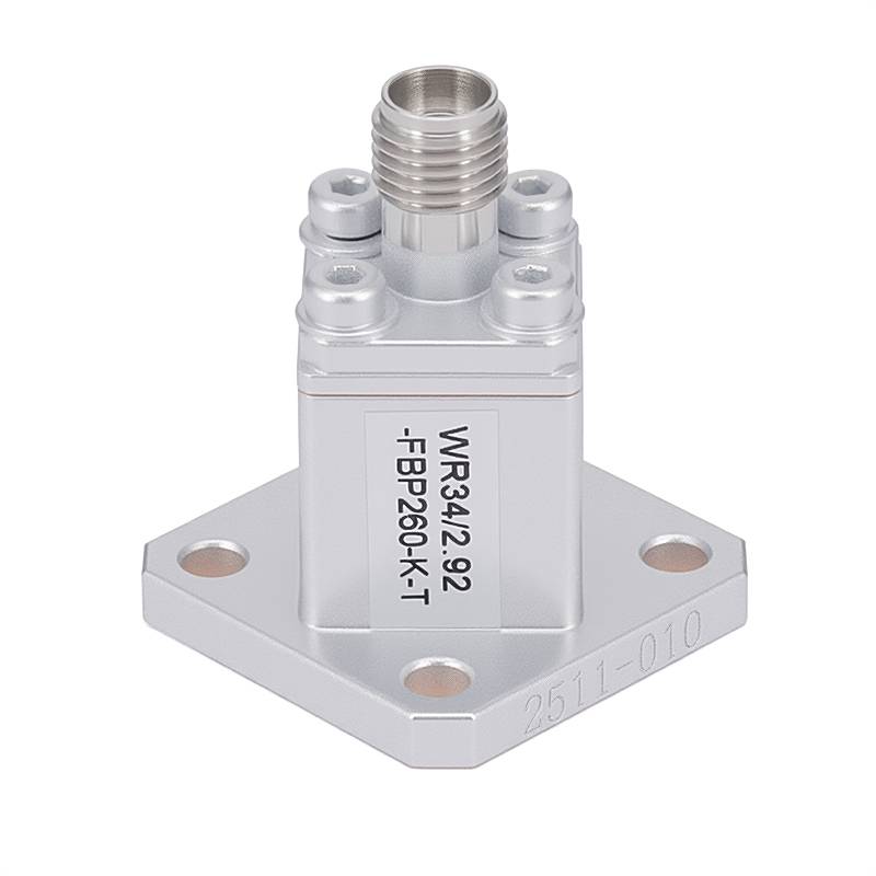 WR-34 to 2.92mm Female Straight Waveguide to Coax Adapter with FBP260 Flange | 21.7 - 33GHz | Material (Coating): Aluminum Alloy (Natural Color Conductive Oxidation)