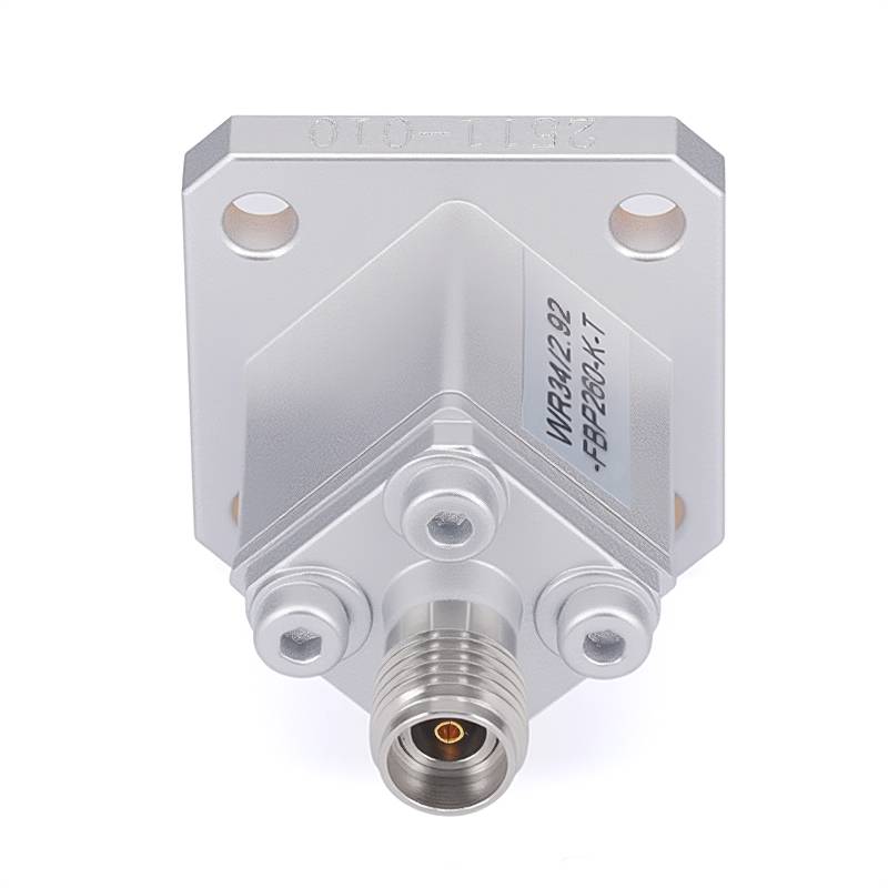 WR-34 to 2.92mm Female Straight Waveguide to Coax Adapter with FBP260 Flange | 21.7 - 33GHz | Material (Coating): Aluminum Alloy (Natural Color Conductive Oxidation)